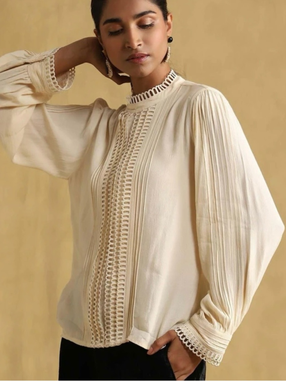 NWT Ritu Kumar Bunsu Crepe Peasant  Top